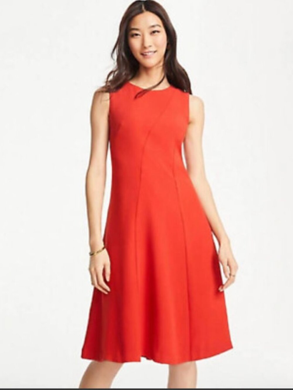 Ann Taylor Fit-n-Flare Dress Orange-Red Dress, Sz 6